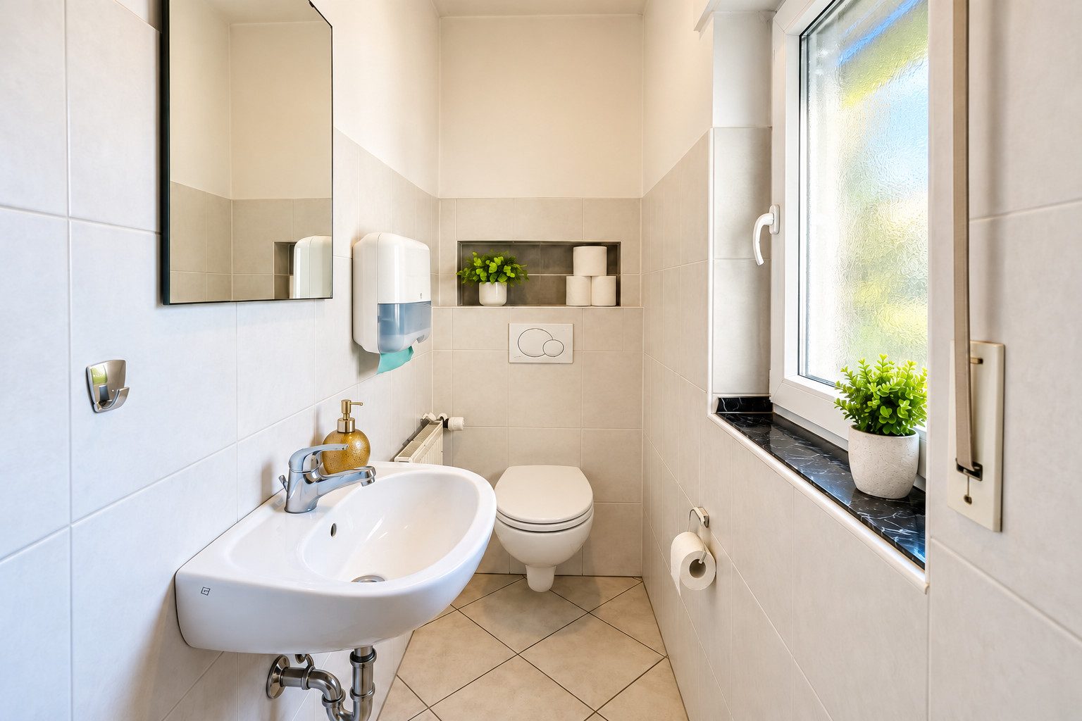 Modernes Gäste-WC mit Pflanzen
